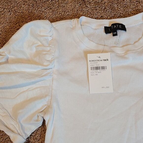 1. STATE White short sleeve top with ruffles sleeves. - Picture 2 of 4